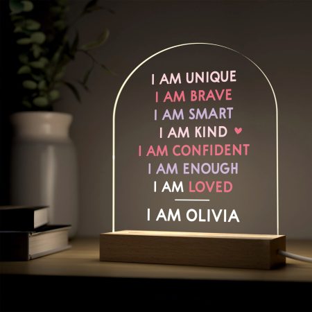 'I Am Kind' Affirmations LED Light Sign Gift - Personalised Positive Message Children's Present