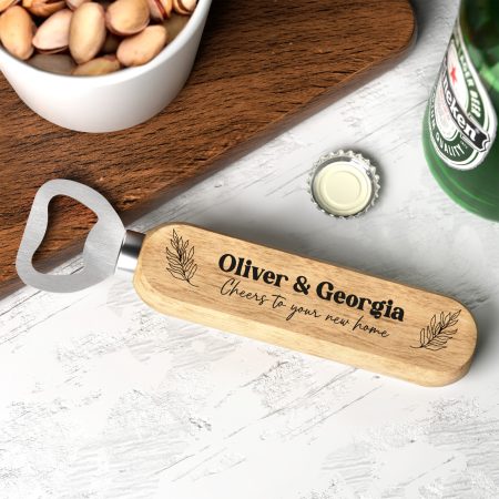 Printed Cheers To Your New Home Personalised Wooden Bottle Opener