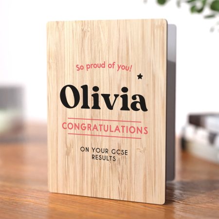 GCSE Results Congratulations Gift - Personalised Printed Wooden Card