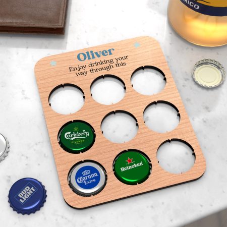 Personalised Printed Bottle Cap Coaster Birthday Gift for Him