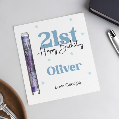 21st Birthday Acrylic Money Holder - Personalised Unique Present For A Special Birthday
