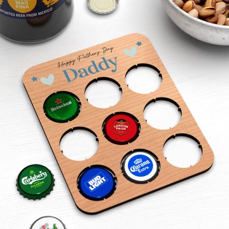 Father's Day Personalised Beer Cap Holder Coaster - Printed Design for Dads
