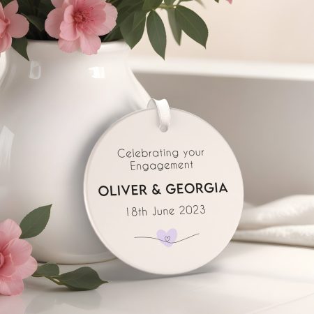 Personalised 'Celebrating Your Engagement' Ceramic Circle Printed Plaque Gift