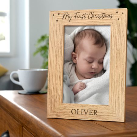 Personalised My First Christmas Wooden Engraved Photo Frame