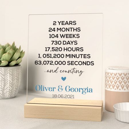 Personalised '2 Years And Counting' 2nd Anniversary Gift - Unique Milestone Wedding Anniversary Present