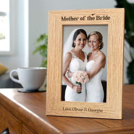 'Mother of the Bride' Engraved Wooden Photo Frame - Personalised Wedding Memento for the Family