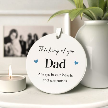 Dad Memorial 'Thinking of You' Ceramic Decoration - Heartfelt Printed Hanging Ornament