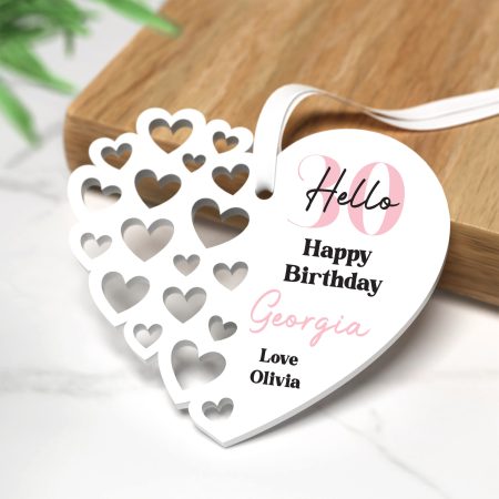Personalised Birthday Printed Cut Heart Keepsake - 30th Birthday Gift For Her