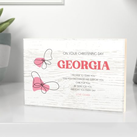 'I Promise To Guide You' Heartfelt Christening Gift from Godparent - Personalised Maple Wooden Block Present