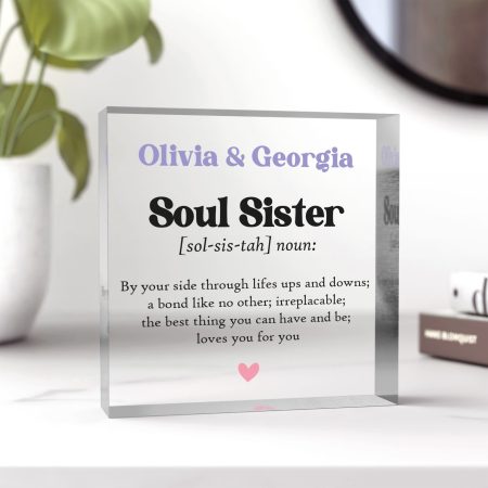 Personalised Best Friend Soul Sister Definition Gift - Clear Acrylic Block Keepsake