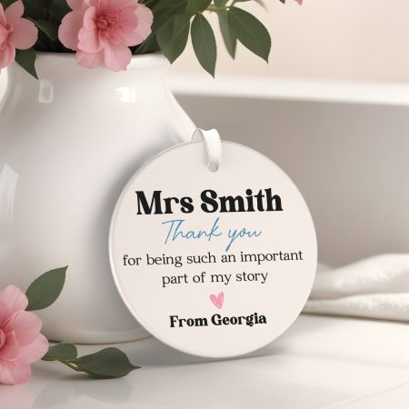 Personalised Teacher Thank You Ceramic Circle - Elegant Modern Design Printed for Your Special Teacher