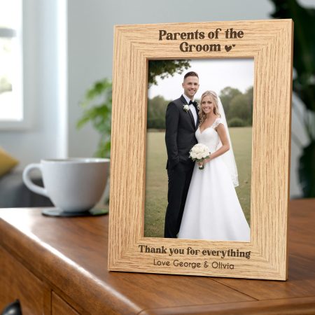 Parents of the Groom 'Thank You for Everything' Engraved Wooden Frame - Personalised Wedding Thank You Present