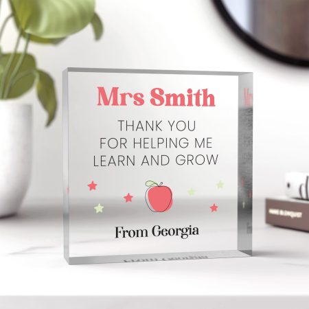 Personalised Teacher Thank You For Helping Me Grow - Apple Themed Printed Gift