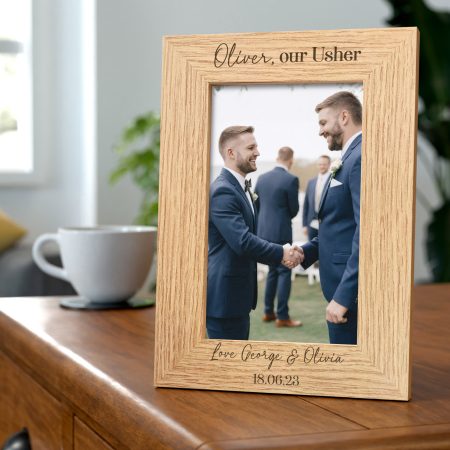 Personalised Wedding Engraved Frame for Usher - Elegant Wooden Finish