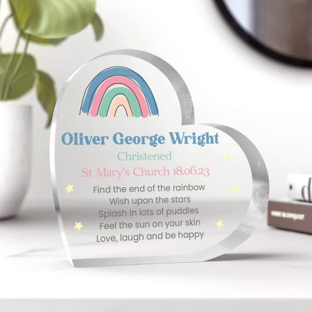 Personalised Christening Girls Boys Maple Wooden Gift - Heartfelt Poem with Custom Name Date and Location