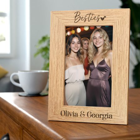 Personalised Best Friend 'Besties' Engraved Wooden Photo Frame Gift