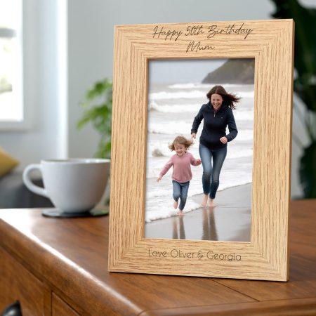 Personalised Happy 50th Birthday Engraved Photo Frame - Beautifully Unique Wooden Present