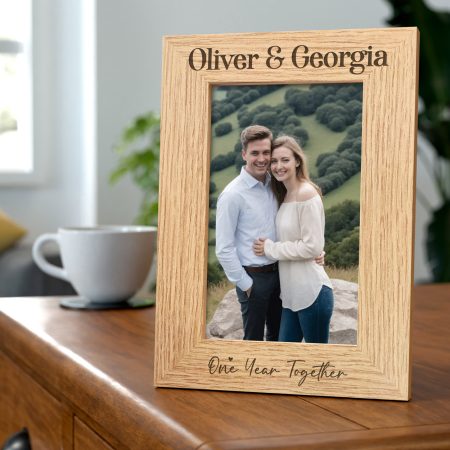 Personalised 'One Year Together' Engraved Wooden Photo Frame Gift