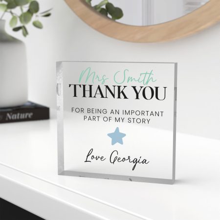 Personalised Teacher Thank You For Being Part Of My Story Clear Acrylic Printed Gift