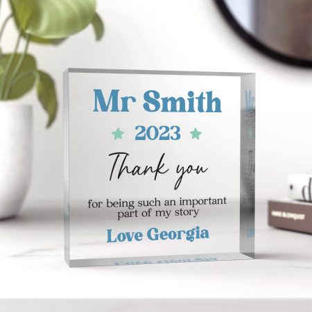 Personalised Thank You Gift For Teacher - Blue and Pastel Green Star Design