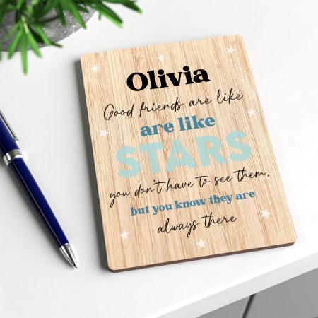 'Friends Are Like Stars' - Personalised Friendship Wooden Greetings Card Present