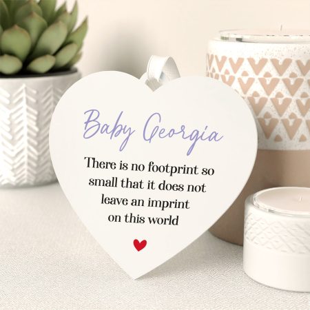 Baby Memorial Personalised Decoration - Heartfelt Poem Design - Printed White Heart Acrylic Hanging Xmas Ornament