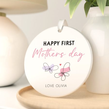 Happy First Mother's Day Personalised Ceramic Ornament - Butterfly Design