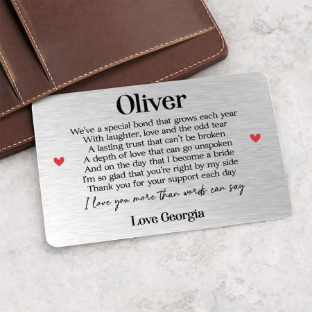 Personalised Stepdad Grandad Of The Bride Metal Wallet Card Gift