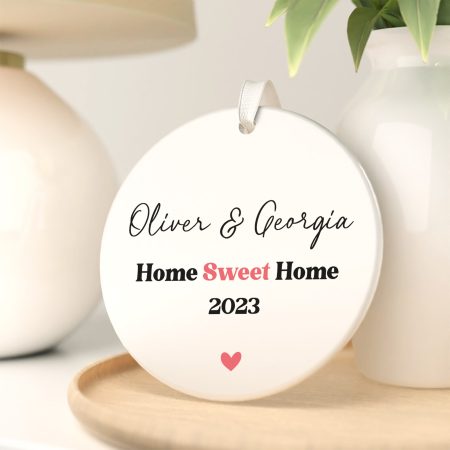 Personalised 'Home Sweet Home' Ceramic Decoration - Loving New Home Present