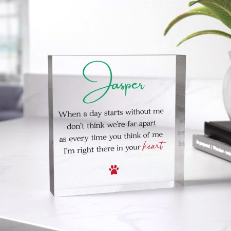 Dog Lover Memorial Christmas Decoration - Personalised Printed Remembrance Clear Acrylic Block Gift