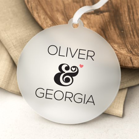 Personalised Couples Names Valentines Anniversary Gift - Printed Frosted Acrylic Decoration