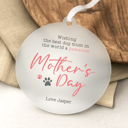 Unique Personalised Frosted Circle for Mother's Day - Printed Design for Dog Mums
