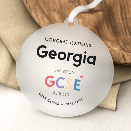 Personalised Frosted Circle - Congratulations on Your GCSE Results Gift