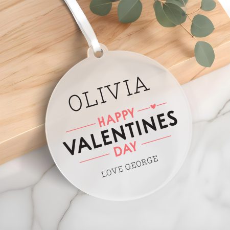 Romantic Personalised Valentines Day Frosted Acrylic Circle - Elegant Printed Finish