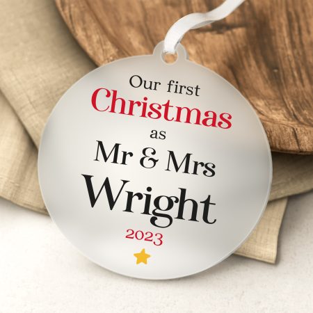 Personalised Our First Christmas As Mr & Mrs Decoration