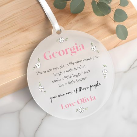 Personalised Frosted Acrylic Friendship Decoration - Heart Warming Poem Perfect For A Friend or Work Colleague