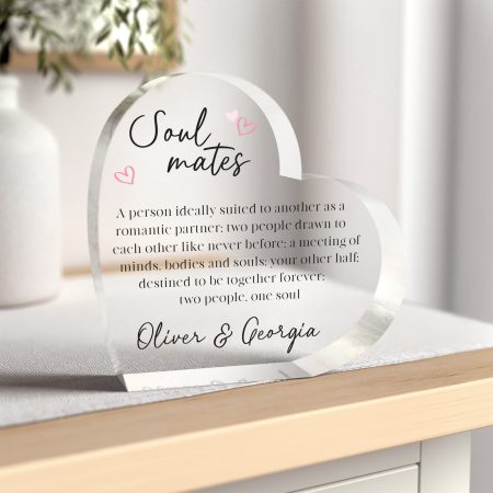 Romantic Valentines Day Verse Gift - Personalised Printed Clear Acrylic Heart Shaped Block