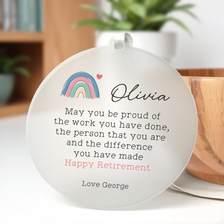Handcrafted Personalised Frosted Acrylic Gift - Unique Retirement Gift with Printed Finish
