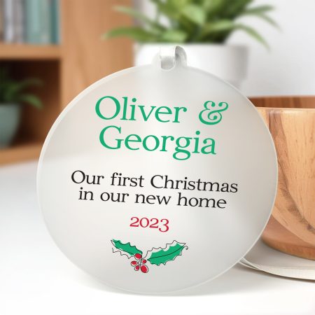 Personalised First Christmas In Our New Home Frosted Acrylic Decoration