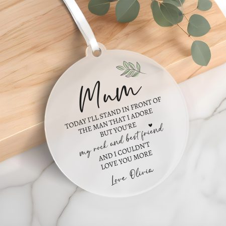 Personalised Mother Of The Bride Keepsake Gift - Printed Modern Design Frosted Acrylic Decoration
