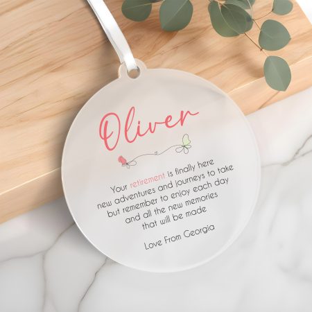 Unique Personalised Frosted Circle for Retirement - Beautiful Printed Keepsake