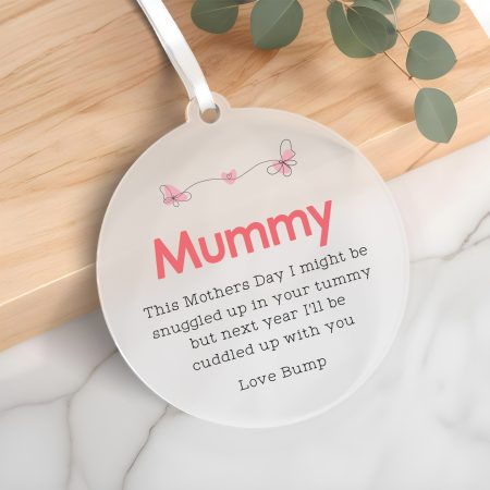 Lovely Personalised Frosted Circle for Mothers Day - Keepsake for New Mum-to-Be From Bump
