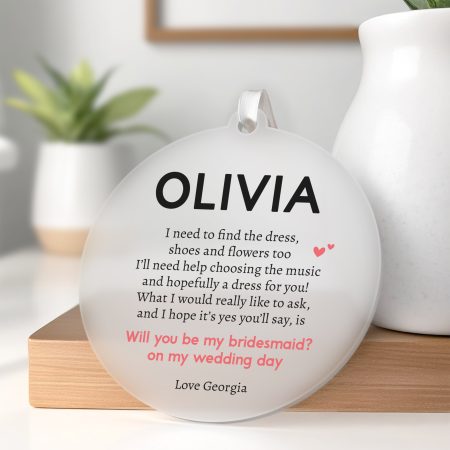 Personalised Bridesmaid Proposal Frosted Acrylic Keepsake Gift