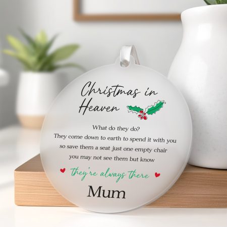 'Christmas In Heaven' Poem - Personalised Frosted Acrylic Xmas Decoration