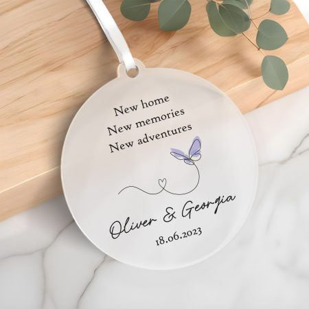 'New Home, New Memories, New adventures' Butterfly Design Decoration - Stunning Personalised Frosted Acrylic Gift