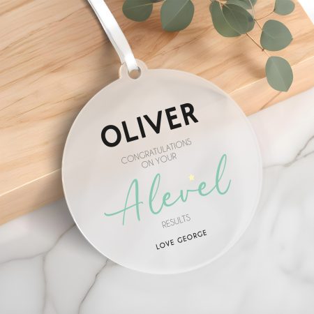 Printed Frosted Circle Decoration - Personalised Congratulations Gift for Academic Achievements