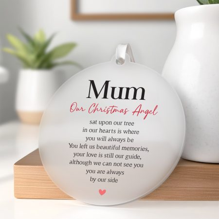 'Our Christmas Angel' - Remembrance Frosted Acrylic Decoration Personalised For Your Loved Ones