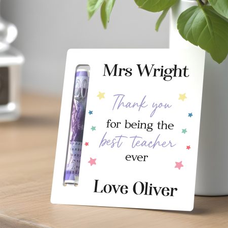 Personalised White Acrylic Money Holder - Printed Teacher Thank You Gift