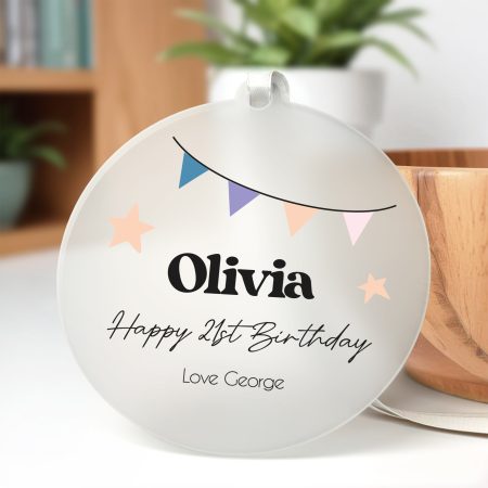 21st Birthday Celebration Personalised Frosted Circle – Perfect Hanging Gift for Special Occasions