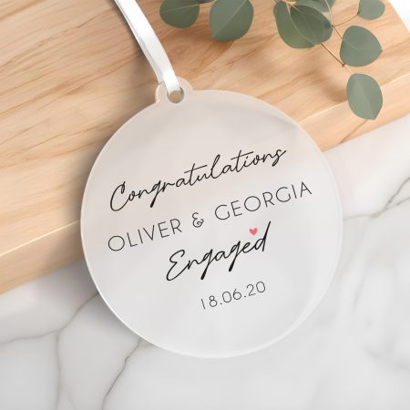 Personalised Engagement Congratulations Printed Frosted Acrylic Plaque Decoration